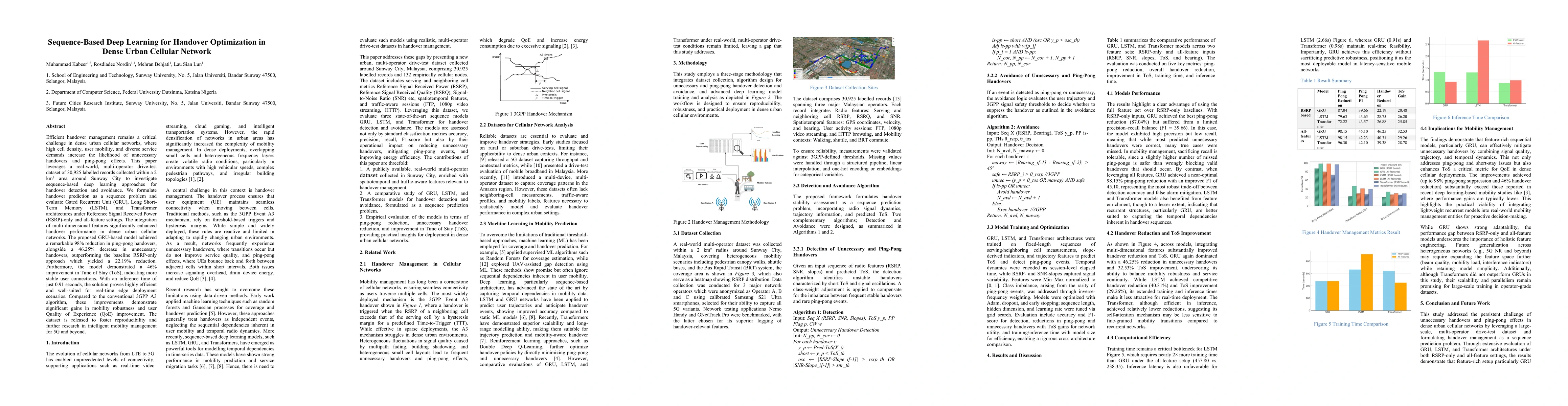 Thumbnail for Sequence-Based Deep Learning for Handover Optimization in Dense Urban
  Cellular Network