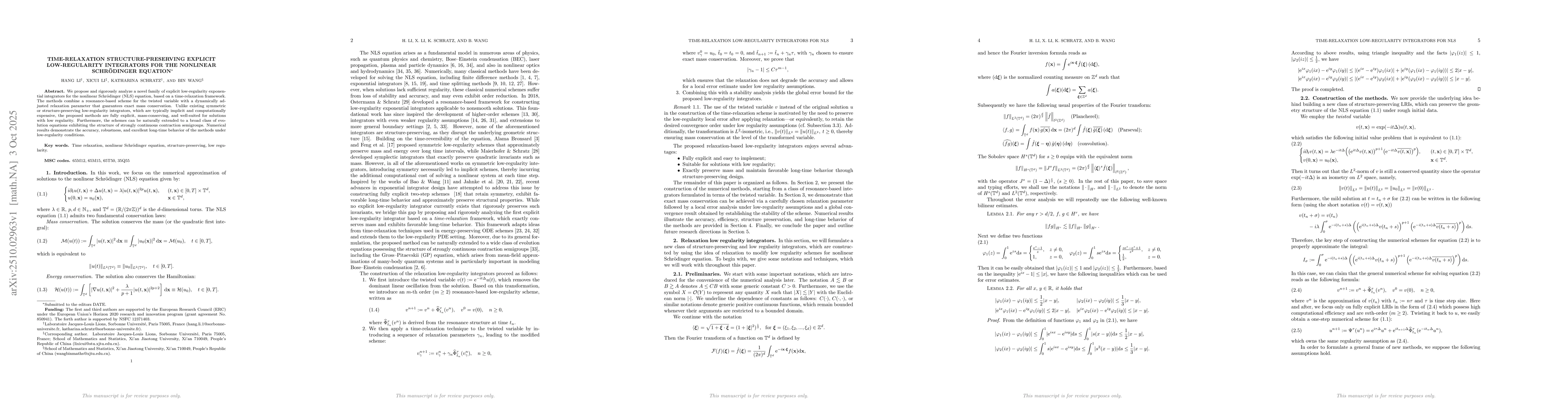 Thumbnail for Time-relaxation structure-preserving explicit low-regularity integrators
  for the nonlinear Schrödinger equation