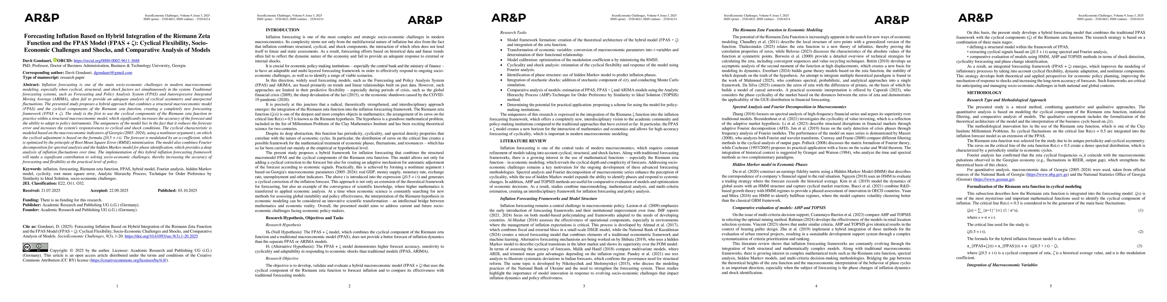 Thumbnail for Forecasting Inflation Based on Hybrid Integration of the Riemann Zeta
  Function and the FPAS Model (FPAS + $ζ$): Cyclical Flexibility,
  Socio-Economic Challenges and Shocks, and Comparative Analysis of Models
