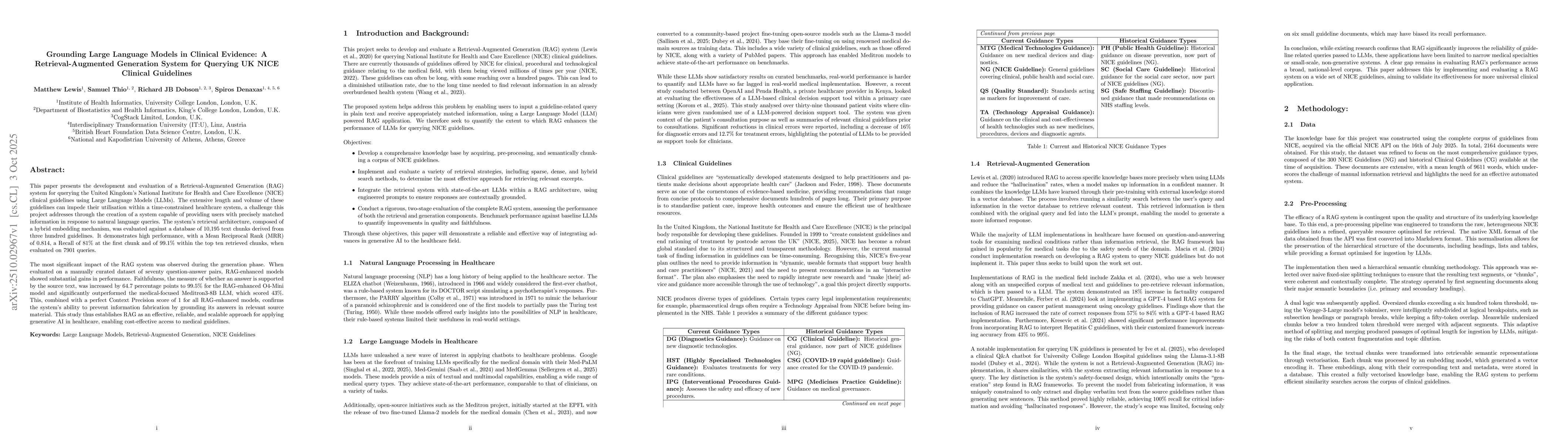 Thumbnail for Grounding Large Language Models in Clinical Evidence: A
  Retrieval-Augmented Generation System for Querying UK NICE Clinical
  Guidelines