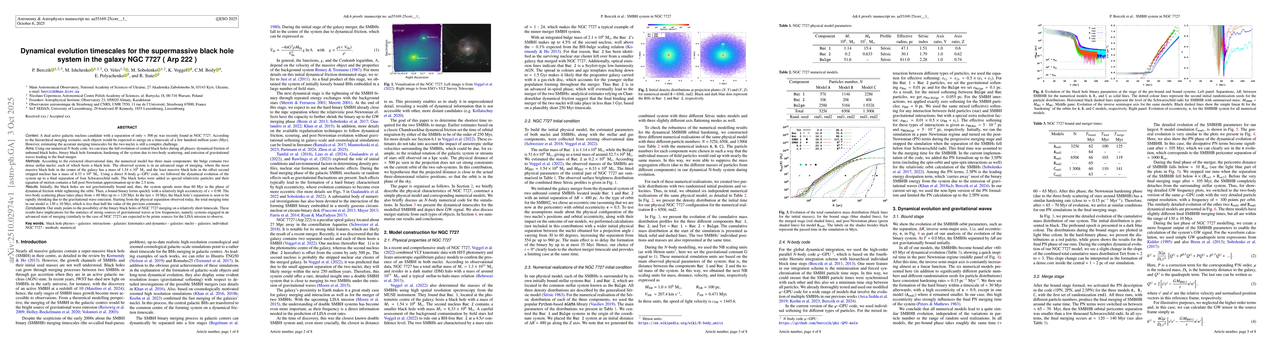 Thumbnail for Dynamical evolution timescales for the supermassive black hole system in
  the galaxy NGC 7727 (Arp 222)