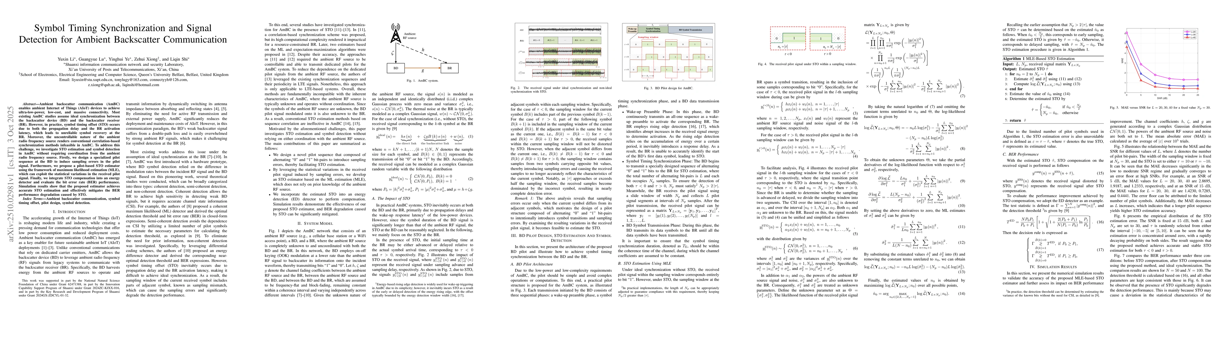 Thumbnail for Symbol Timing Synchronization and Signal Detection for Ambient
  Backscatter Communication