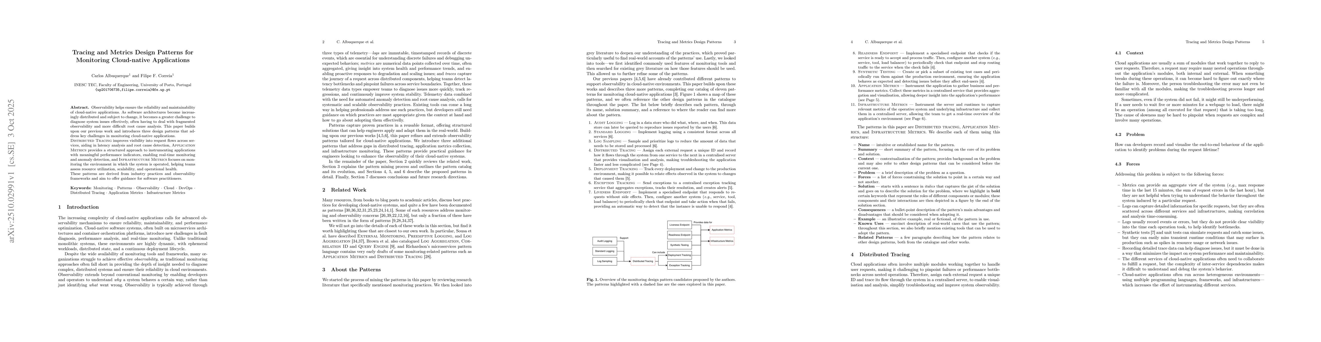 Thumbnail for Tracing and Metrics Design Patterns for Monitoring Cloud-native
  Applications
