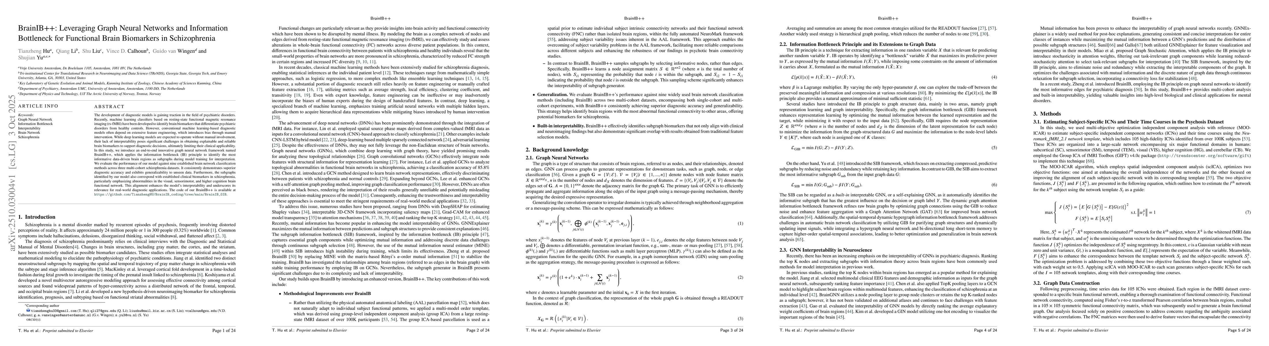 Thumbnail for BrainIB++: Leveraging Graph Neural Networks and Information Bottleneck
  for Functional Brain Biomarkers in Schizophrenia