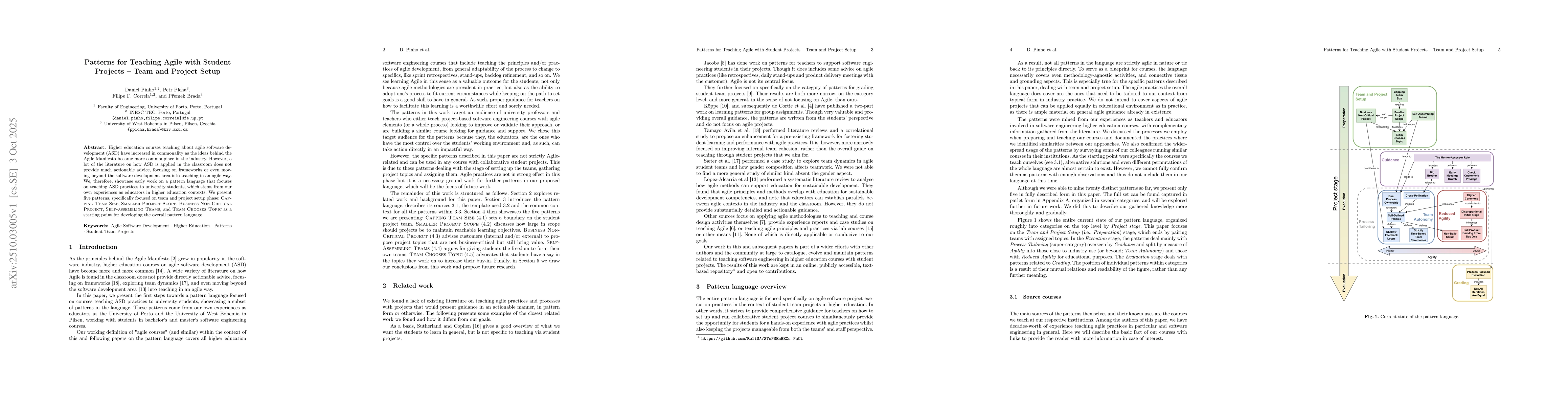 Thumbnail for Patterns for Teaching Agile with Student Projects -- Team and Project
  Setup