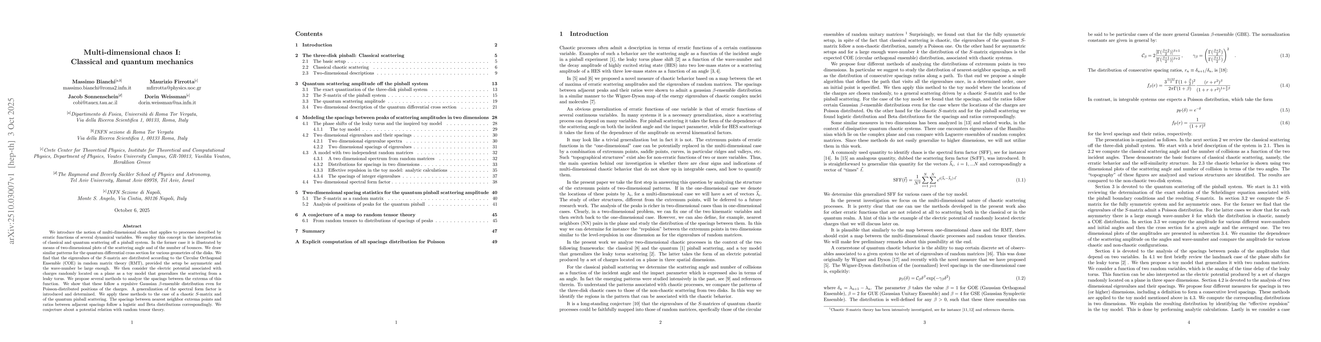 Thumbnail for Multi-dimensional chaos I: Classical and quantum mechanics