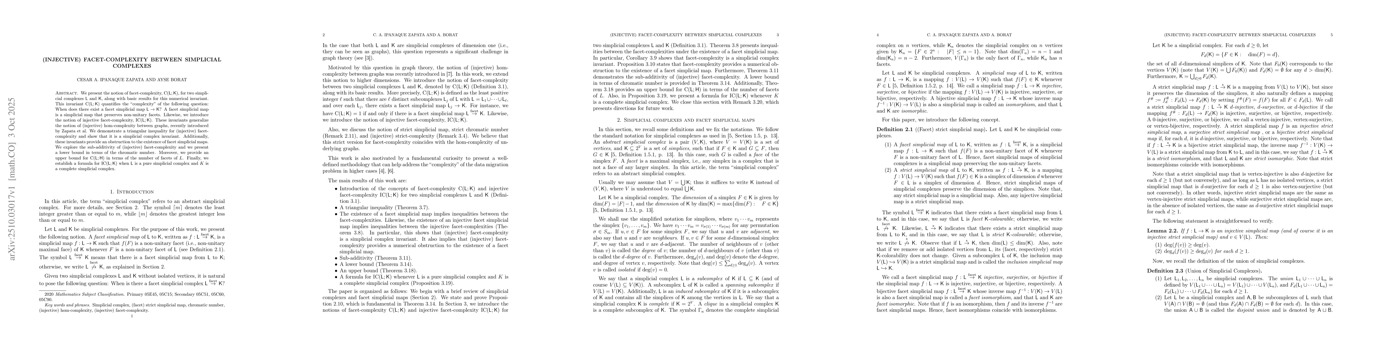 Thumbnail for (Injective) facet-complexity between simplicial complexes