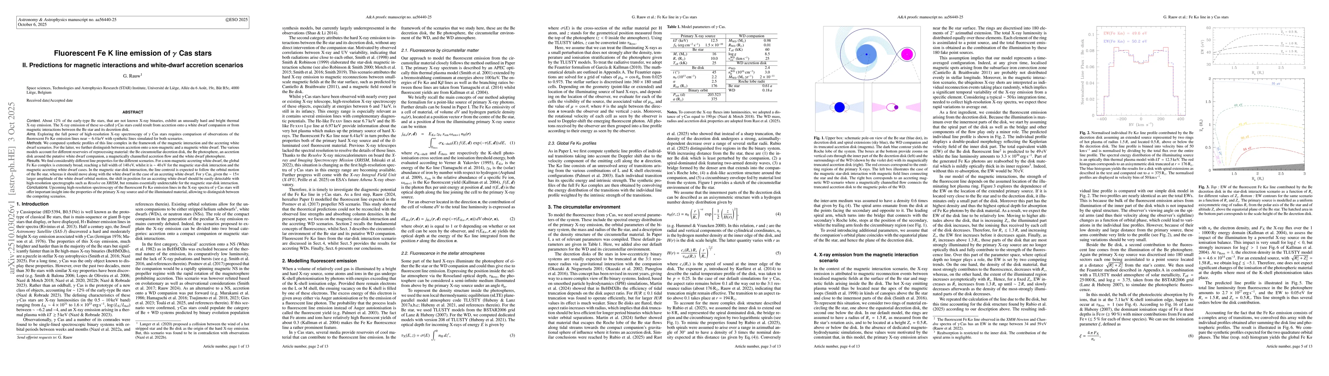 Thumbnail for Fluorescent Fe K line emission of gamma Cas stars II. Predictions for
  magnetic interactions and white-dwarf accretion scenarios