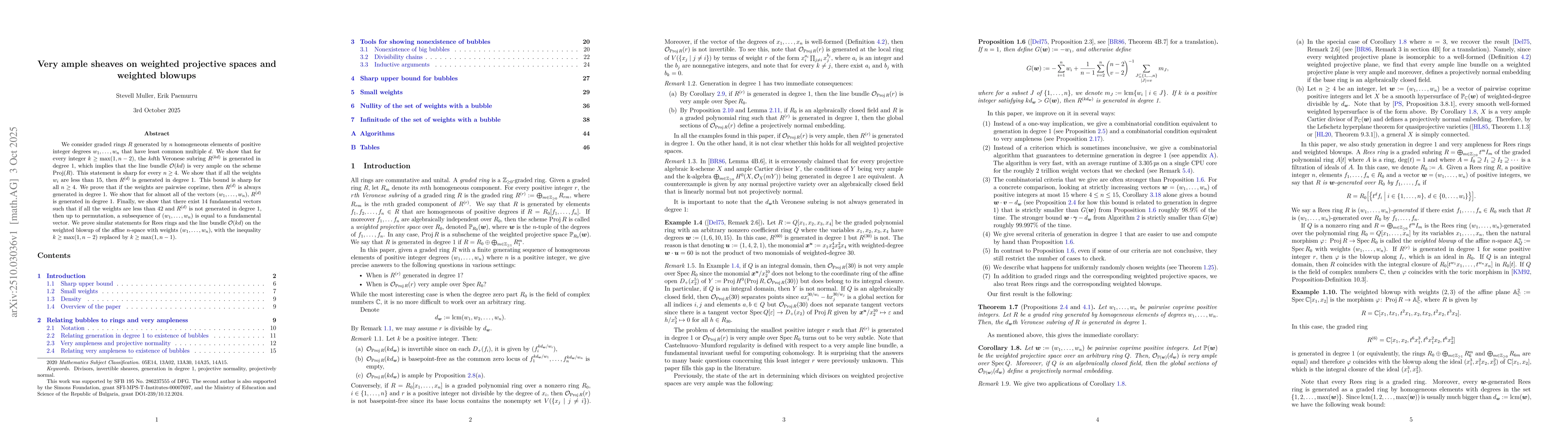 Thumbnail for Very ample sheaves on weighted projective spaces and weighted blowups