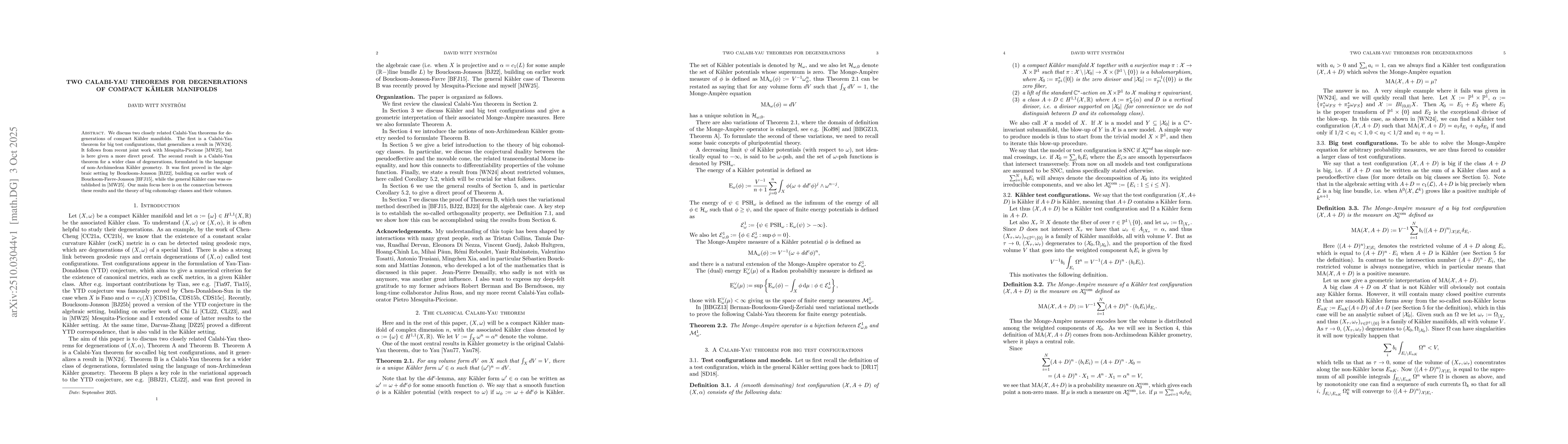 Thumbnail for Two Calabi-Yau theorems for degenerations of compact KĂ¤hler manifolds