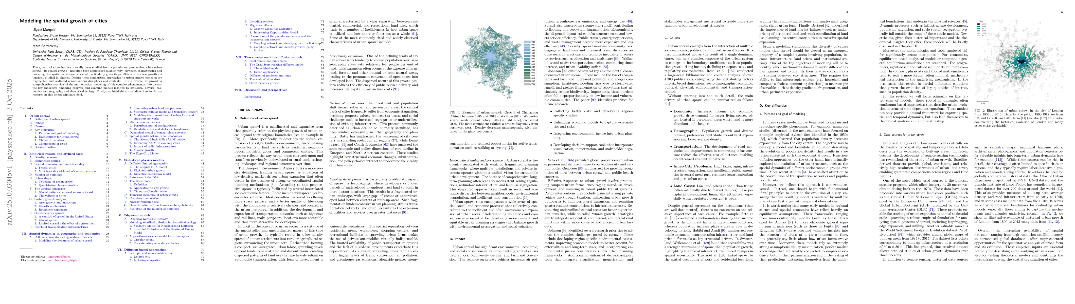 Thumbnail for Modeling the spatial growth of cities