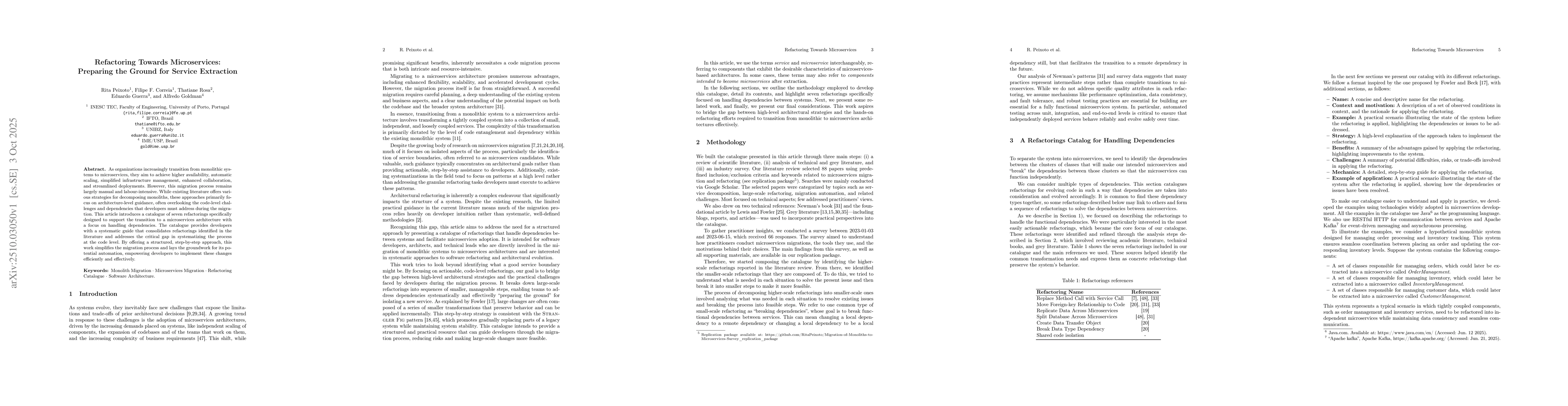 Thumbnail for Refactoring Towards Microservices: Preparing the Ground for Service
  Extraction