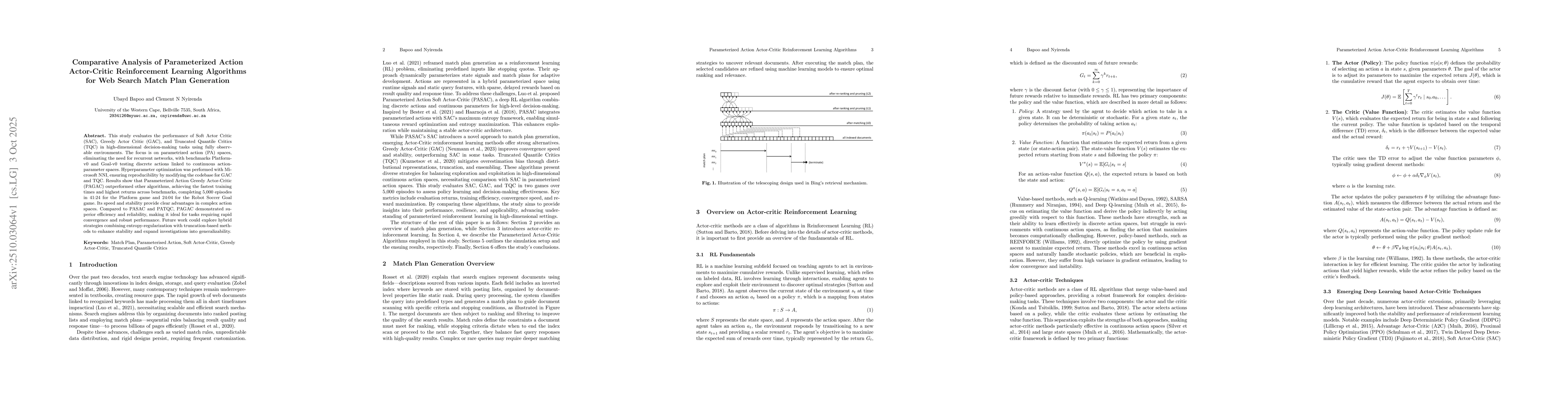 Thumbnail for Comparative Analysis of Parameterized Action Actor-Critic Reinforcement
  Learning Algorithms for Web Search Match Plan Generation