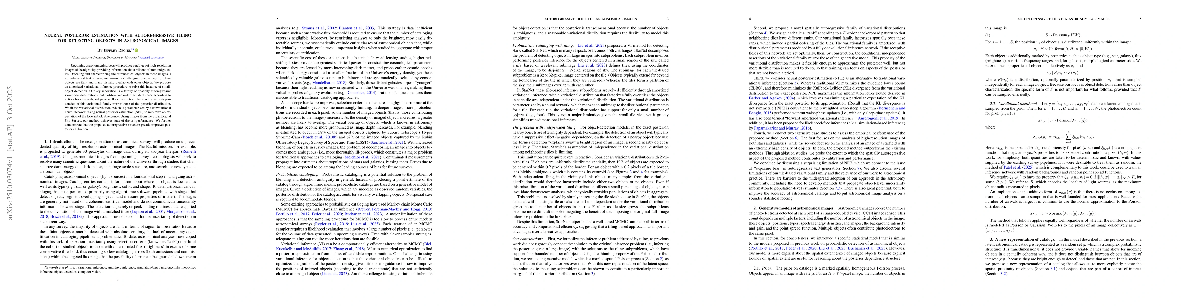 Thumbnail for Neural Posterior Estimation with Autoregressive Tiling for Detecting
  Objects in Astronomical Images
