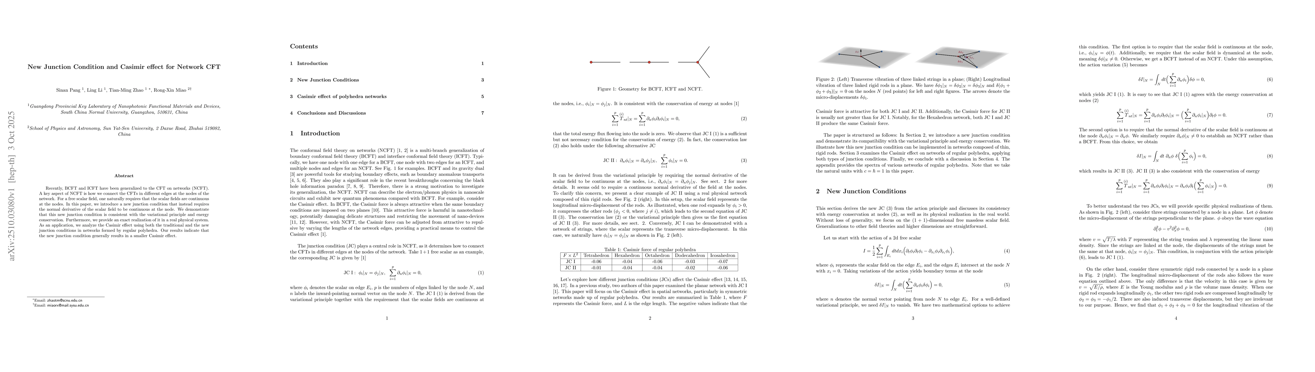 Thumbnail for New Junction Condition and Casimir effect for Network CFT