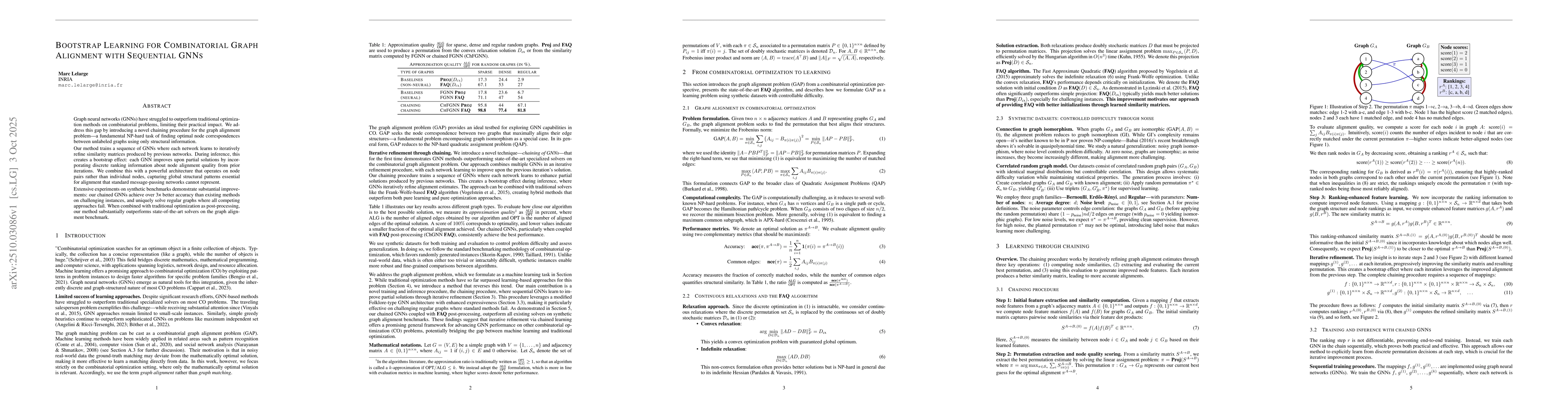 Thumbnail for Bootstrap Learning for Combinatorial Graph Alignment with Sequential
  GNNs