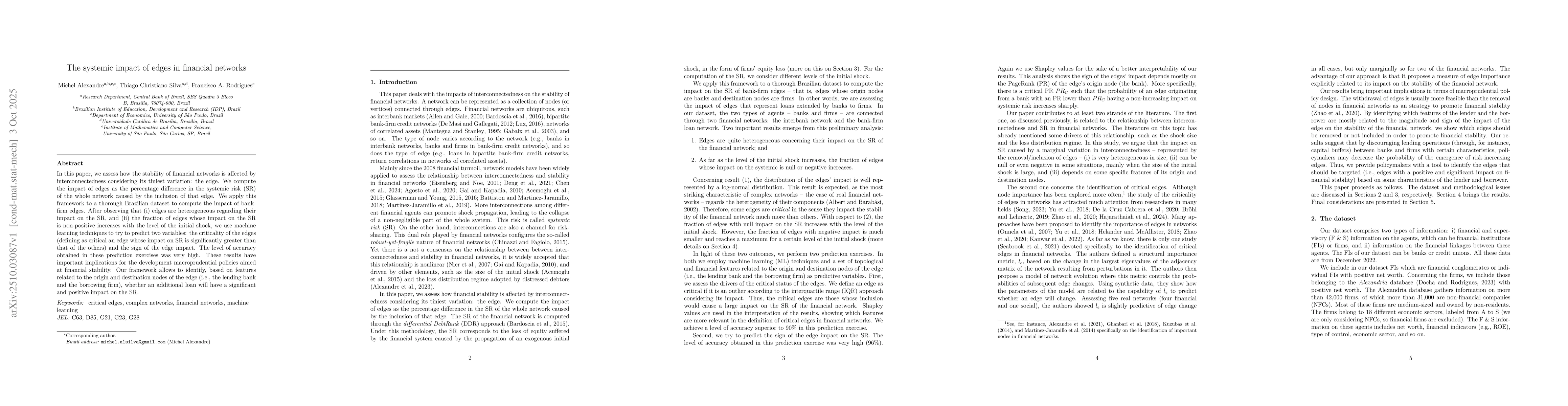 Thumbnail for The systemic impact of edges in financial networks