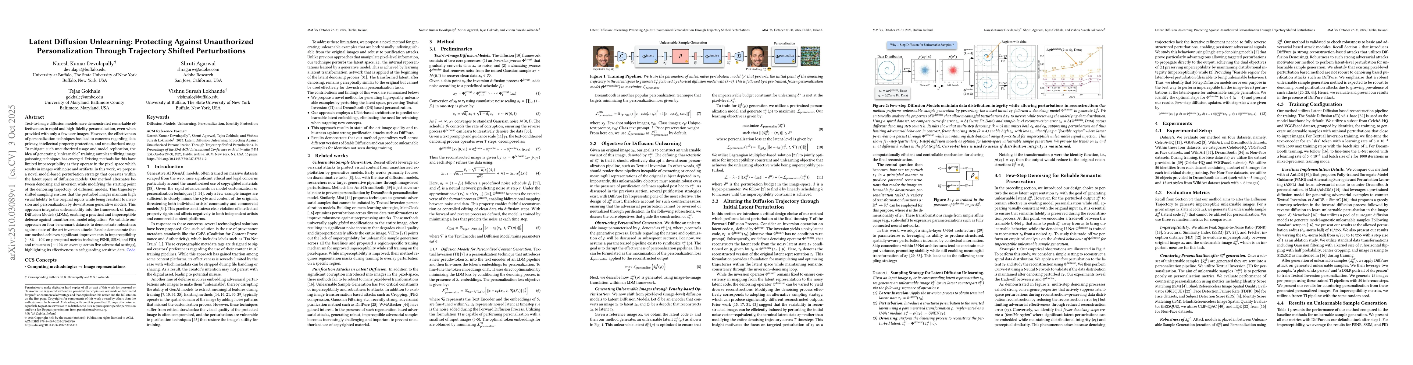 Thumbnail for Latent Diffusion Unlearning: Protecting Against Unauthorized
  Personalization Through Trajectory Shifted Perturbations