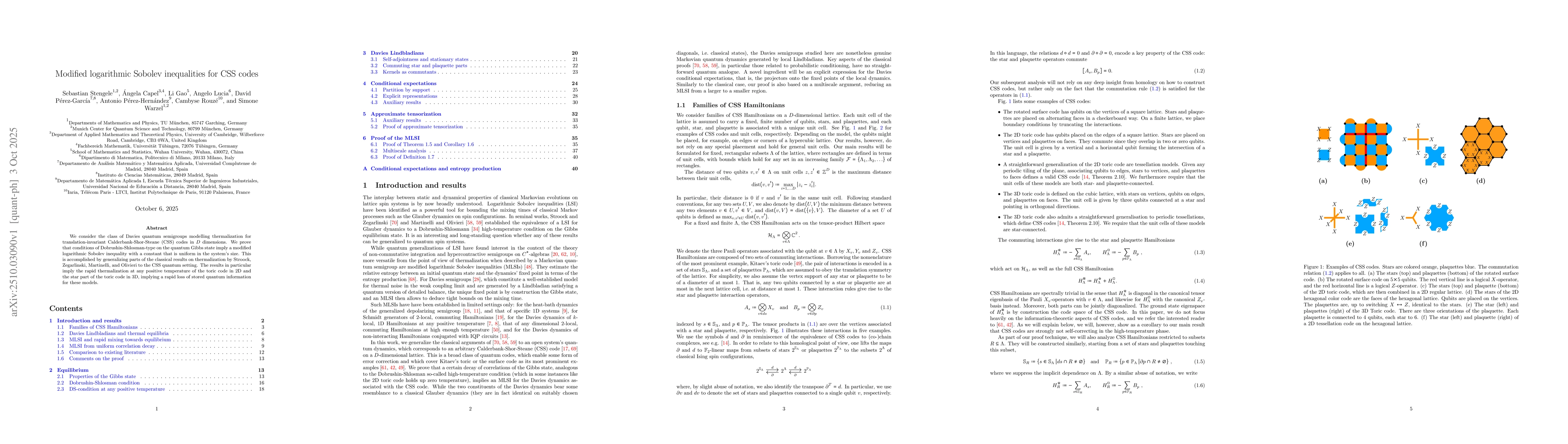 Thumbnail for Modified logarithmic Sobolev inequalities for CSS codes
