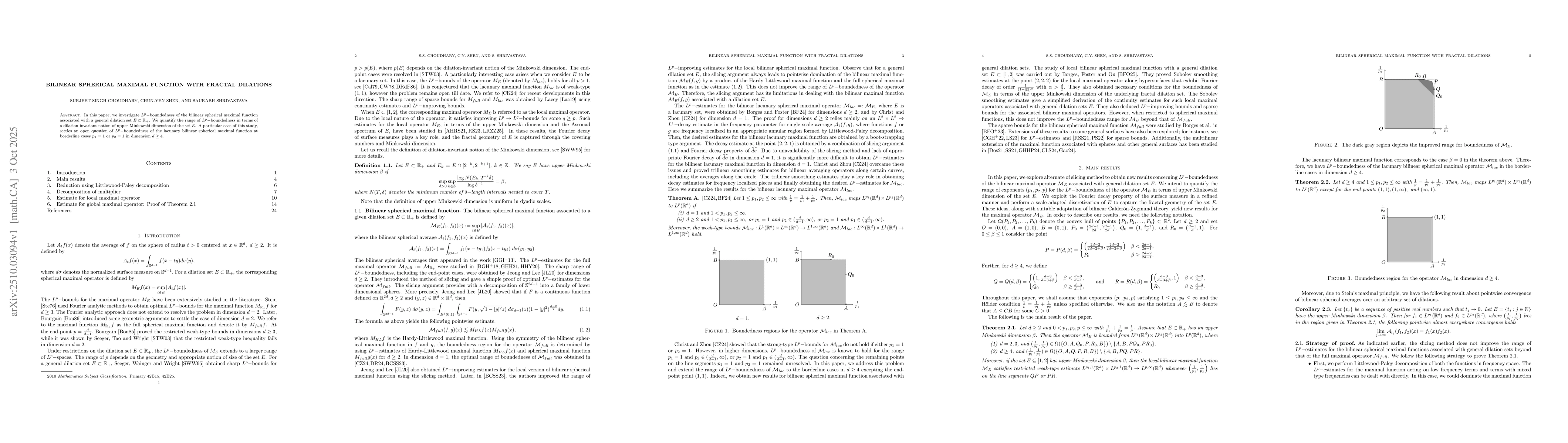 Thumbnail for Bilinear spherical maximal function with fractal dilations