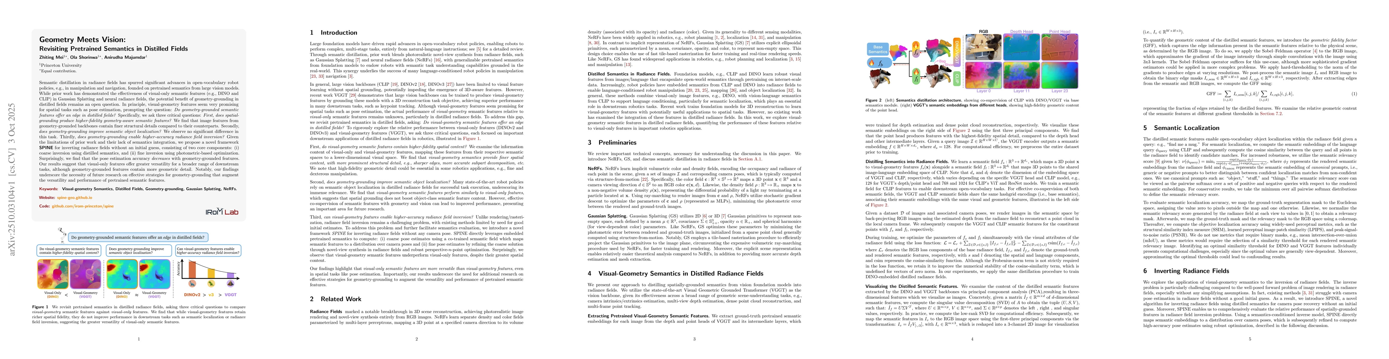 Thumbnail for Geometry Meets Vision: Revisiting Pretrained Semantics in Distilled
  Fields