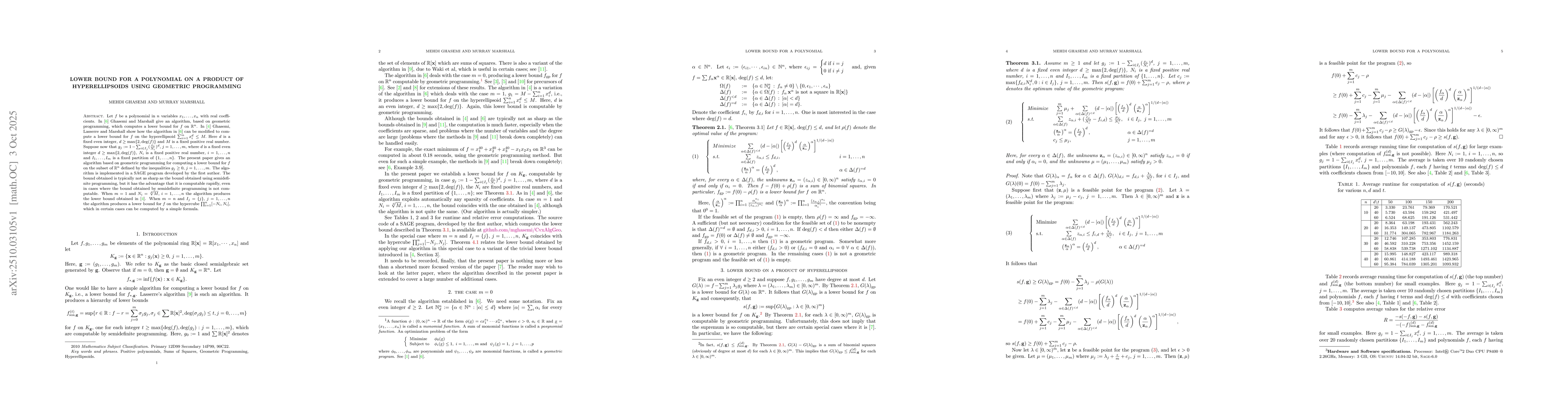 Thumbnail for Lower Bound for a Polynomial on a product of hyperellipsoids using
  geometric programming