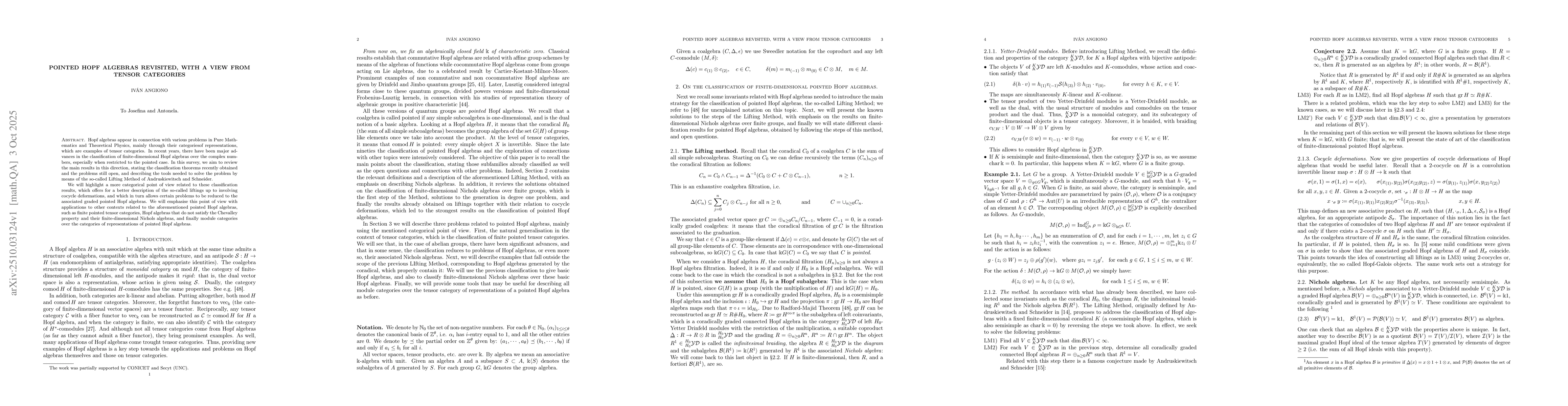 Thumbnail for Pointed Hopf algebras revisited, with a view from tensor categories