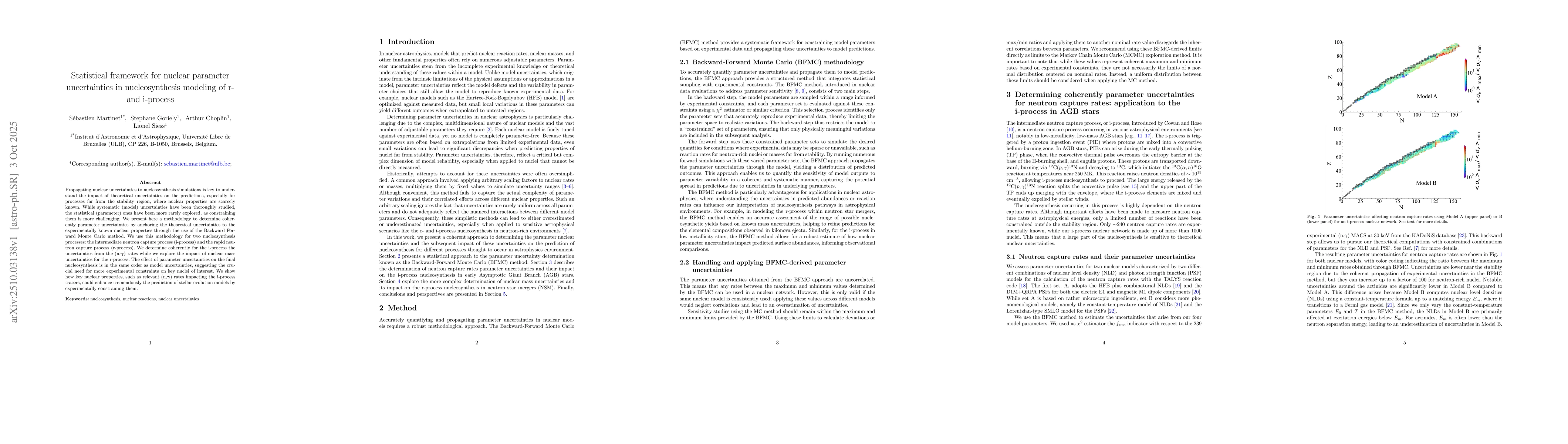 Thumbnail for Statistical framework for nuclear parameter uncertainties in
  nucleosynthesis modeling of r- and i-process
