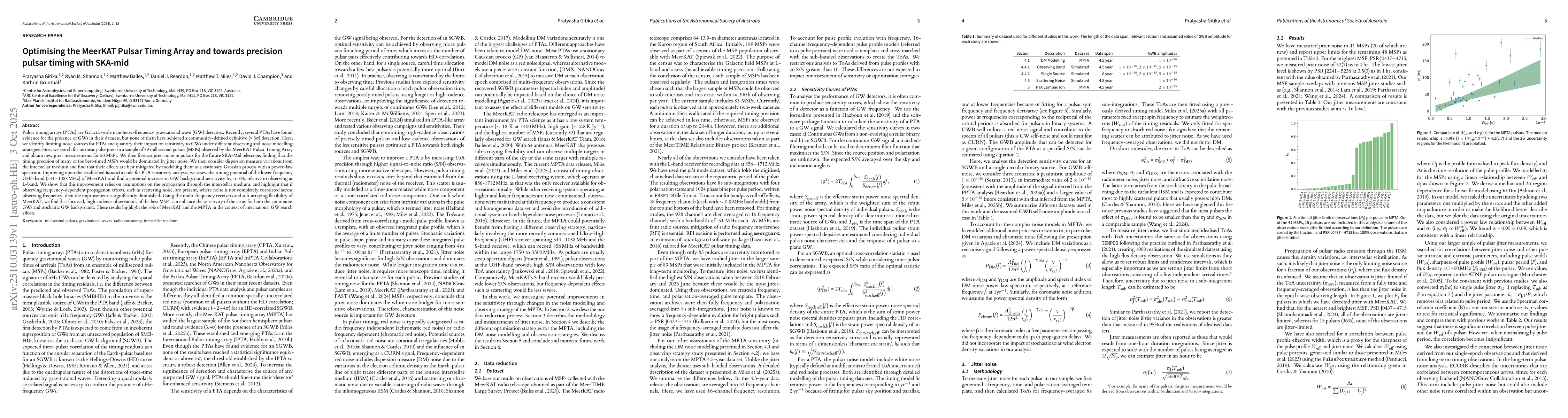 Thumbnail for Optimising the MeerKAT Pulsar Timing Array and towards precision pulsar
  timing with SKA-mid