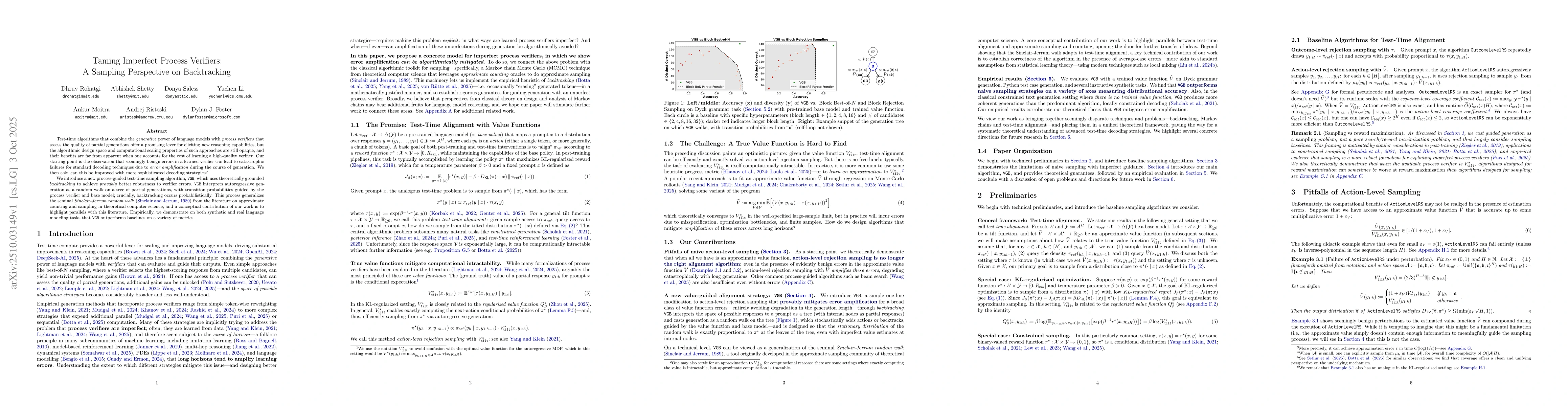 Thumbnail for Taming Imperfect Process Verifiers: A Sampling Perspective on
  Backtracking