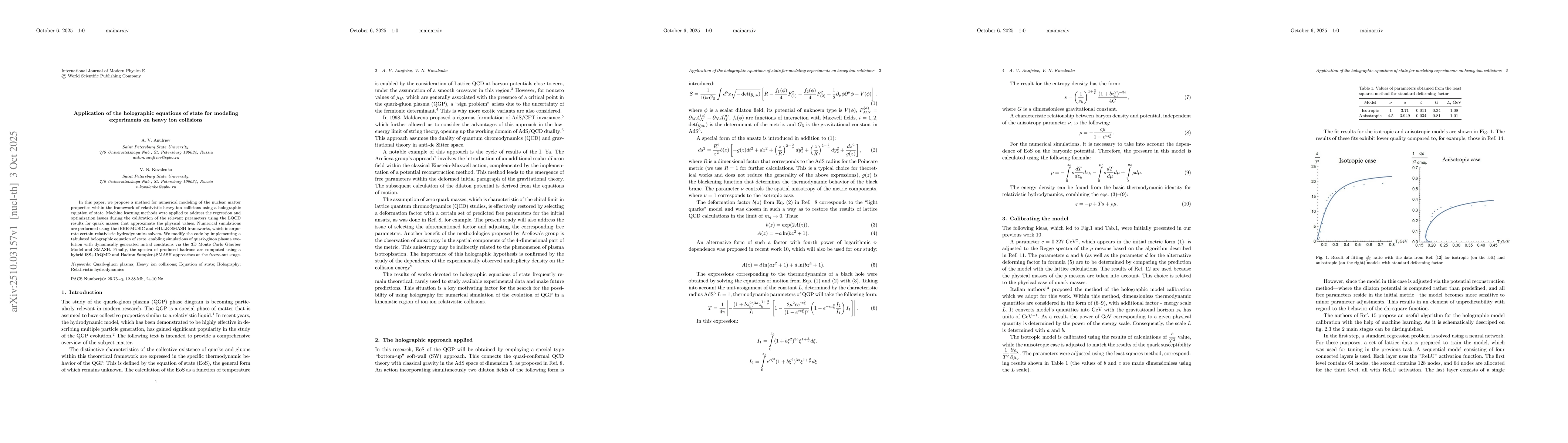 Thumbnail for Application of the holographic equations of state for modeling
  experiments on heavy ion collisions