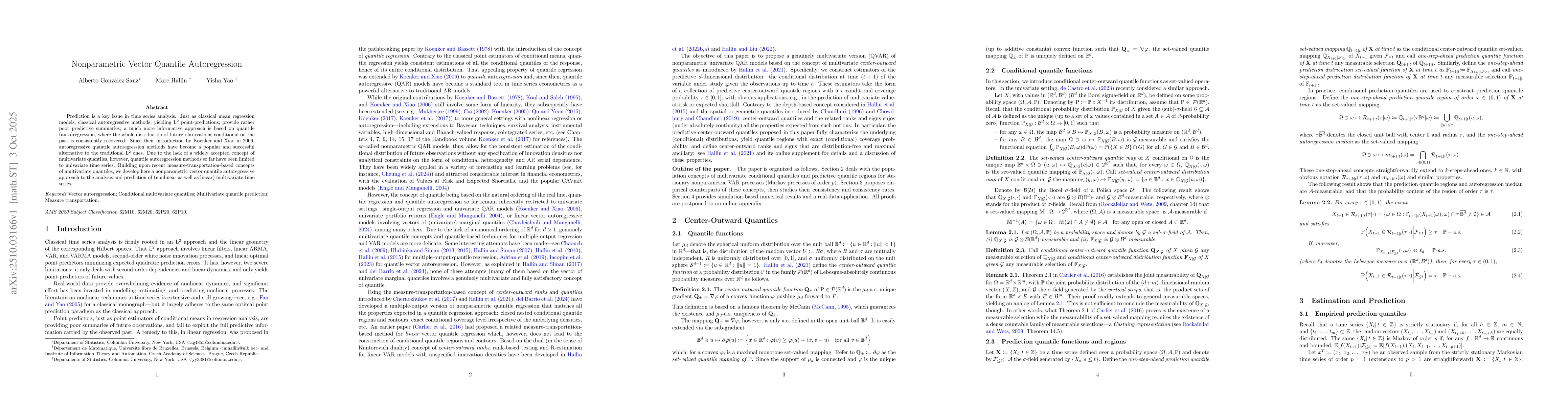 Thumbnail for Nonparametric Vector Quantile Autoregression