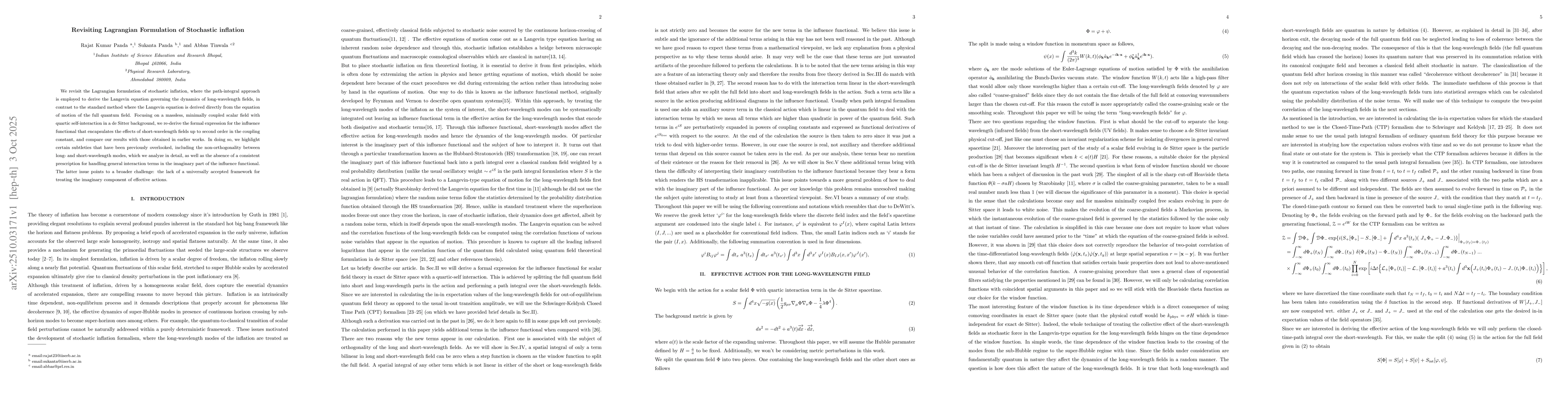 Thumbnail for Revisiting Lagrangian Formulation of Stochastic inflation