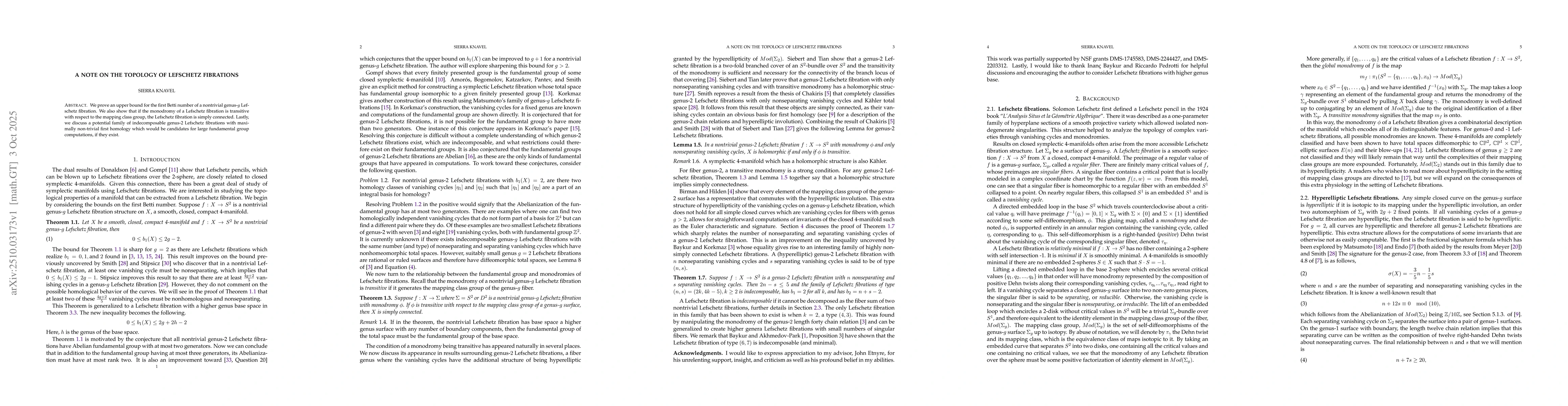 Thumbnail for A note on the topology of Lefschetz fibrations
