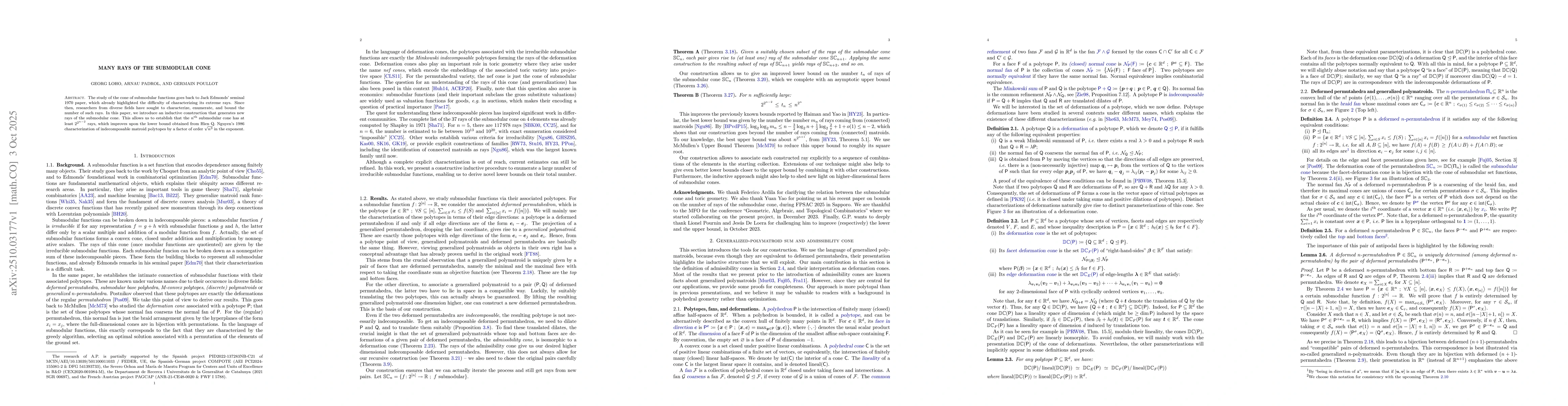 Thumbnail for Many rays of the submodular cone