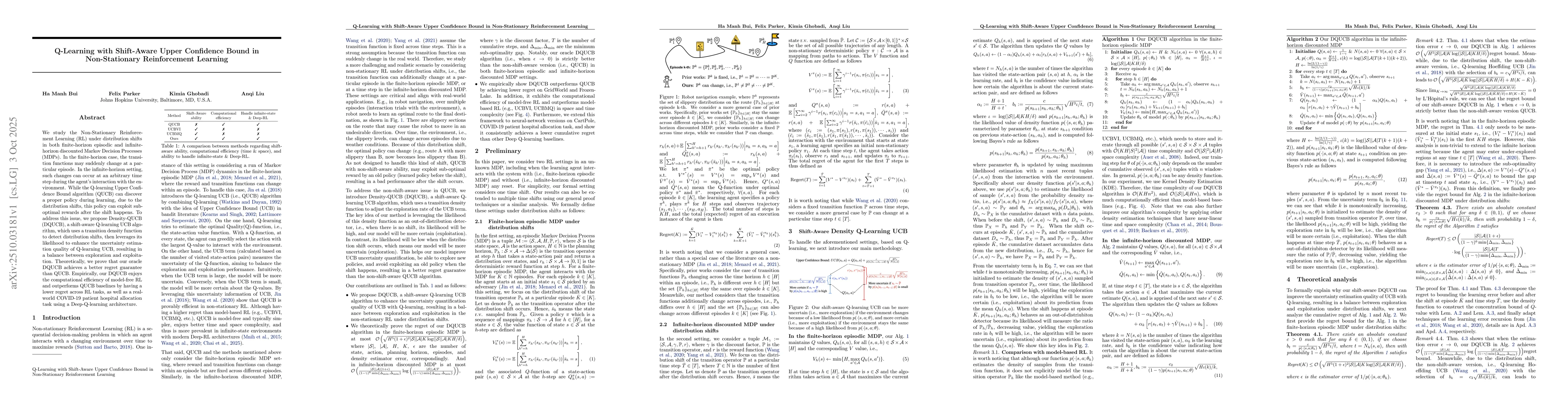 Thumbnail for Q-Learning with Shift-Aware Upper Confidence Bound in Non-Stationary
  Reinforcement Learning