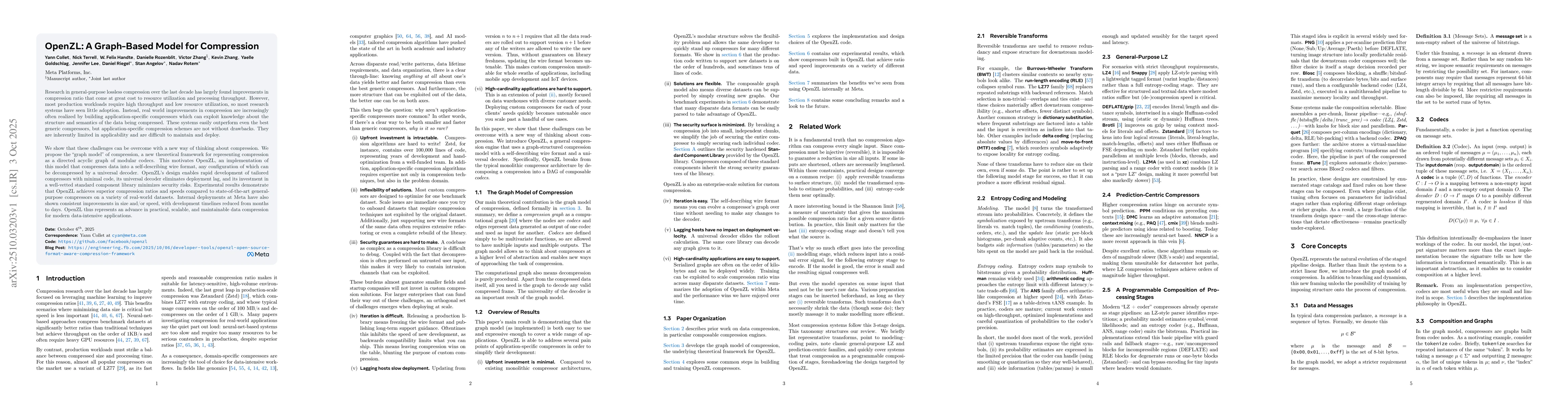 Thumbnail for OpenZL: A Graph-Based Model for Compression