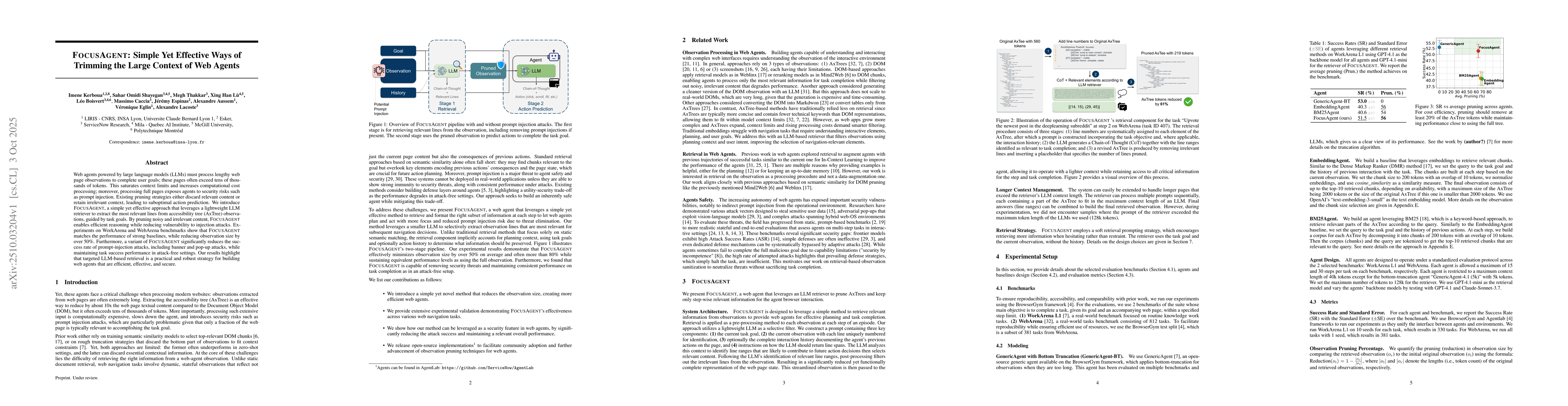 Thumbnail for FocusAgent: Simple Yet Effective Ways of Trimming the Large Context of
  Web Agents