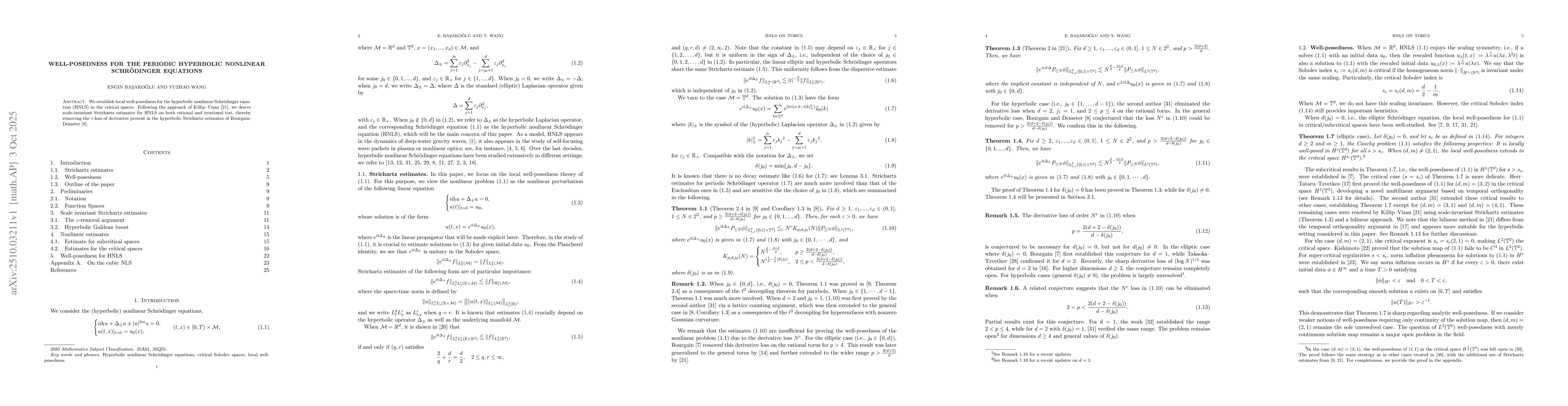 Thumbnail for Well-posedness for the periodic Hyperbolic nonlinear Schrödinger
  equations
