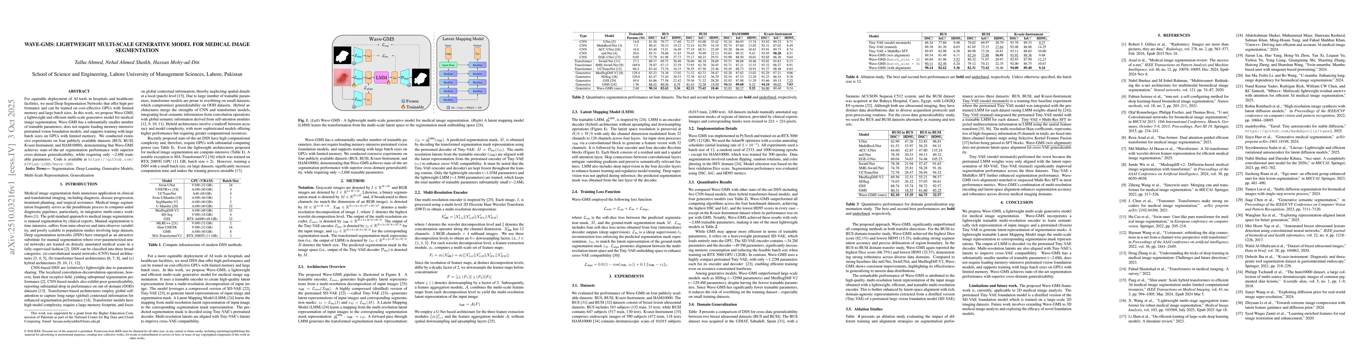 Thumbnail for Wave-GMS: Lightweight Multi-Scale Generative Model for Medical Image
  Segmentation