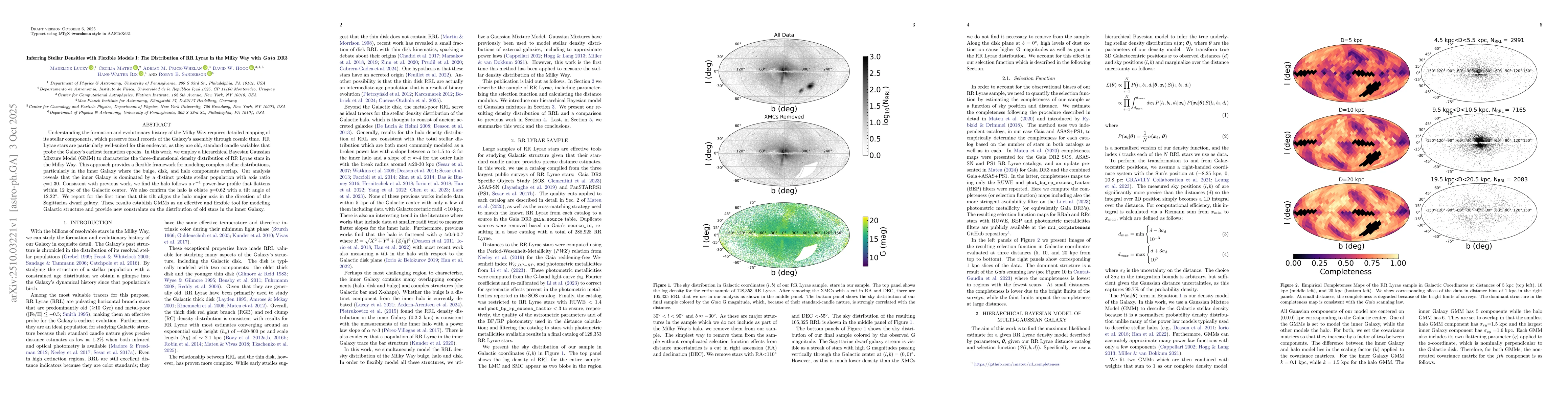 Thumbnail for Inferring Stellar Densities with Flexible Models I: The Distribution of
  RR Lyrae in the Milky Way with $\textit{Gaia}$ DR3