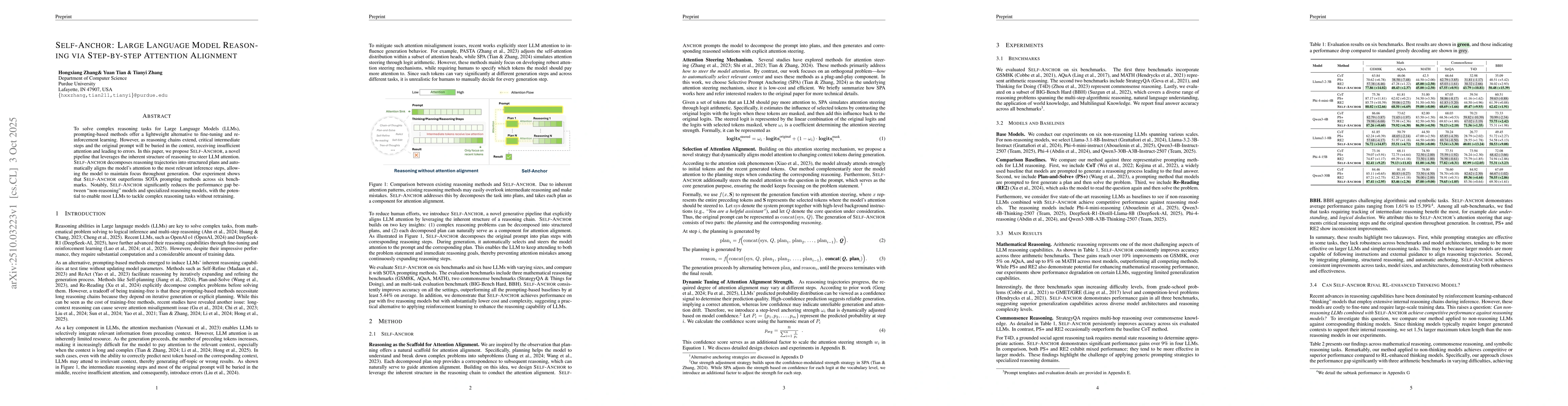 Thumbnail for Self-Anchor: Large Language Model Reasoning via Step-by-step Attention
  Alignment