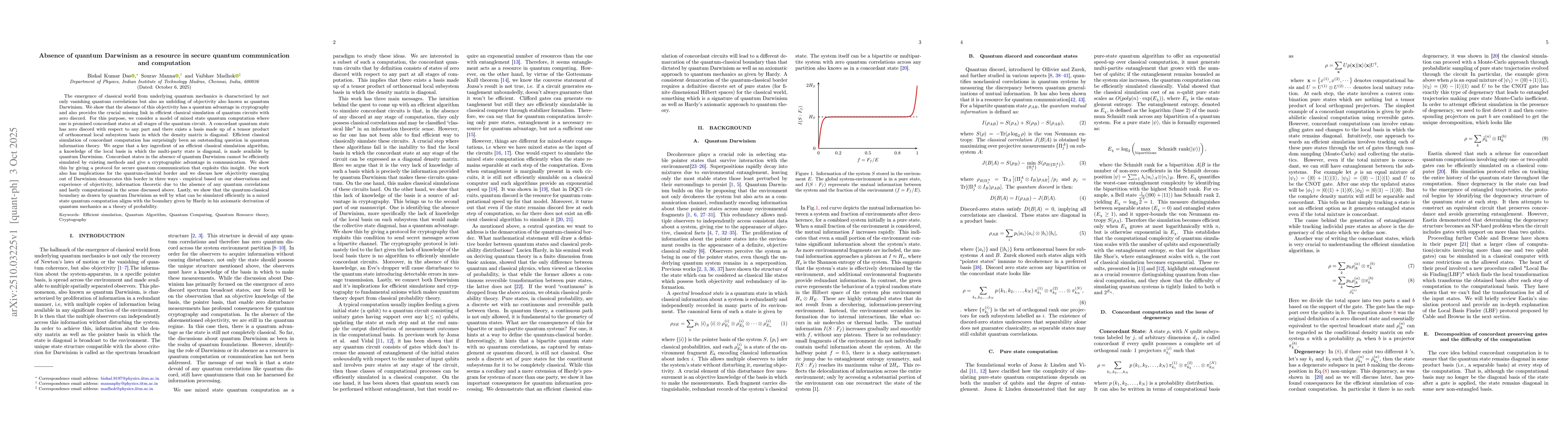 Thumbnail for Absence of quantum Darwinism as a resource in secure quantum
  communication and computation