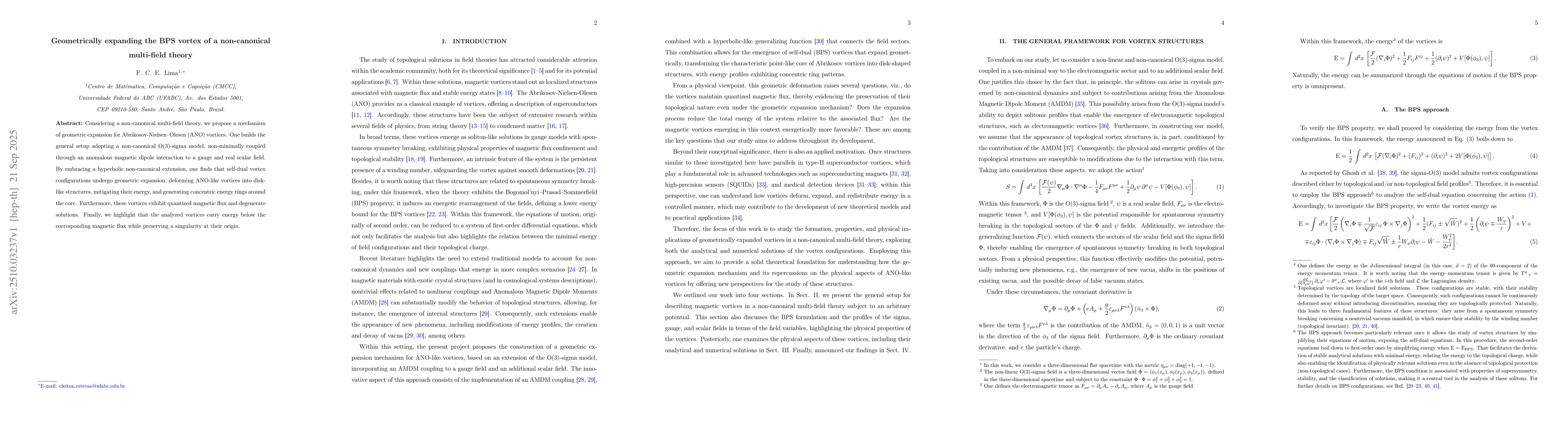 Thumbnail for Geometrically expanding the BPS vortex of a non-canonical multi-field
  theory