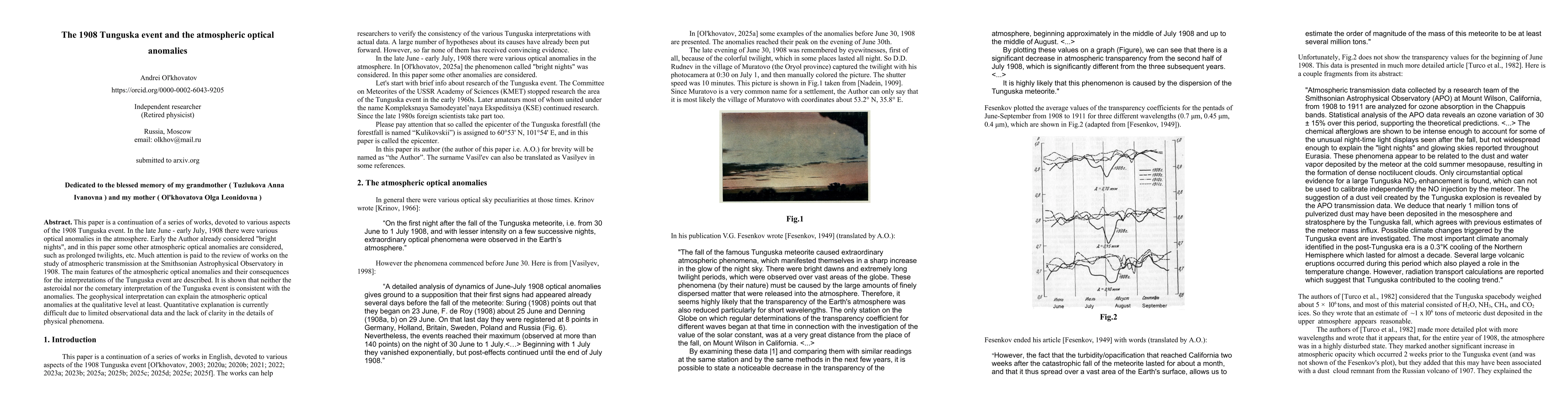 Thumbnail for The 1908 Tunguska event and the atmospheric optical anomalies