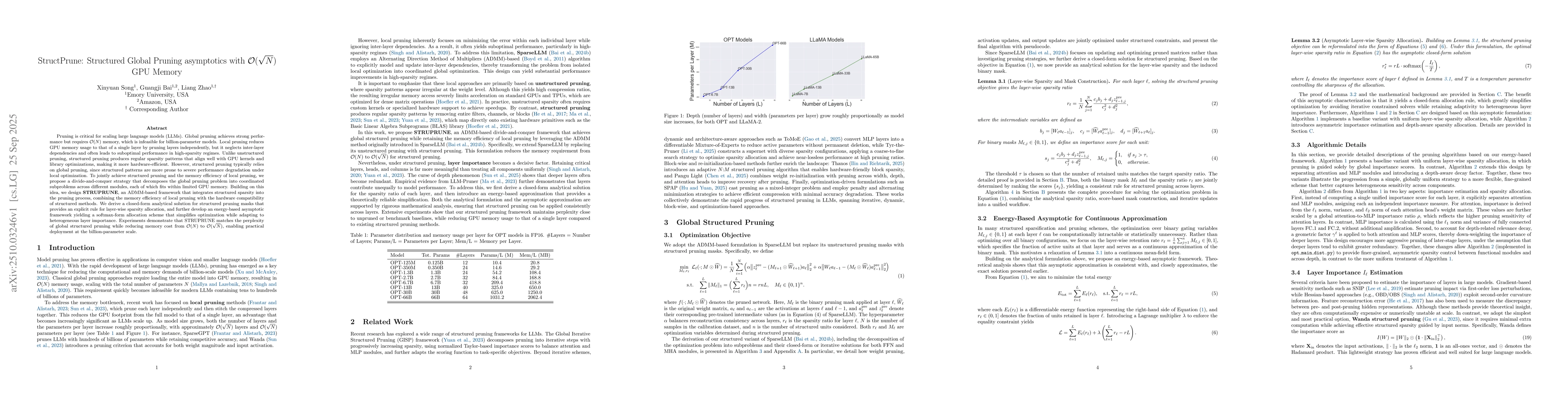 Thumbnail for StructPrune: Structured Global Pruning asymptotics with
  $\mathcal{O}(\sqrt{N})$ GPU Memory