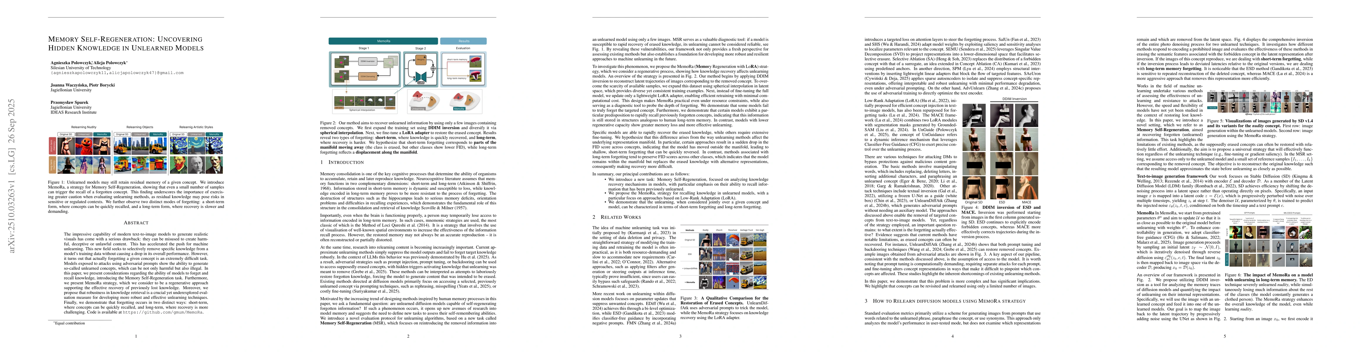 Thumbnail for Memory Self-Regeneration: Uncovering Hidden Knowledge in Unlearned
  Models