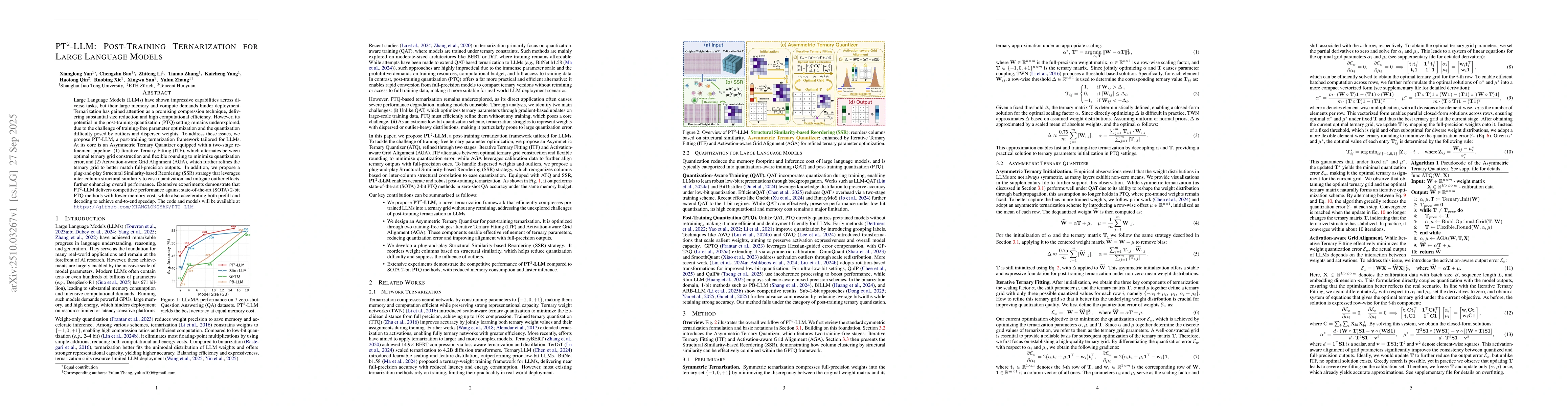 Thumbnail for PT$^2$-LLM: Post-Training Ternarization for Large Language Models