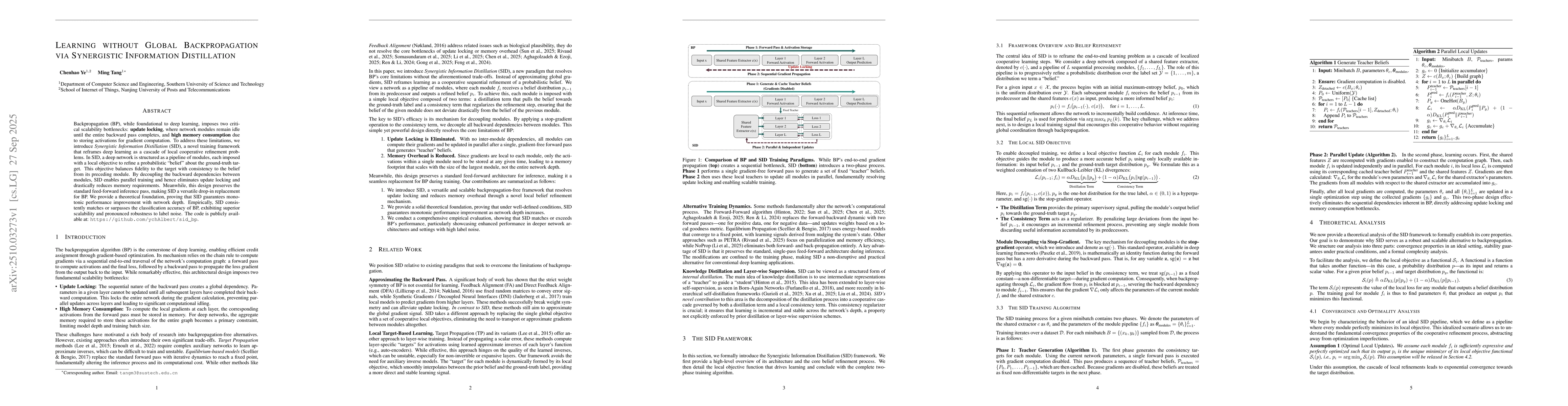 Thumbnail for Learning without Global Backpropagation via Synergistic Information
  Distillation