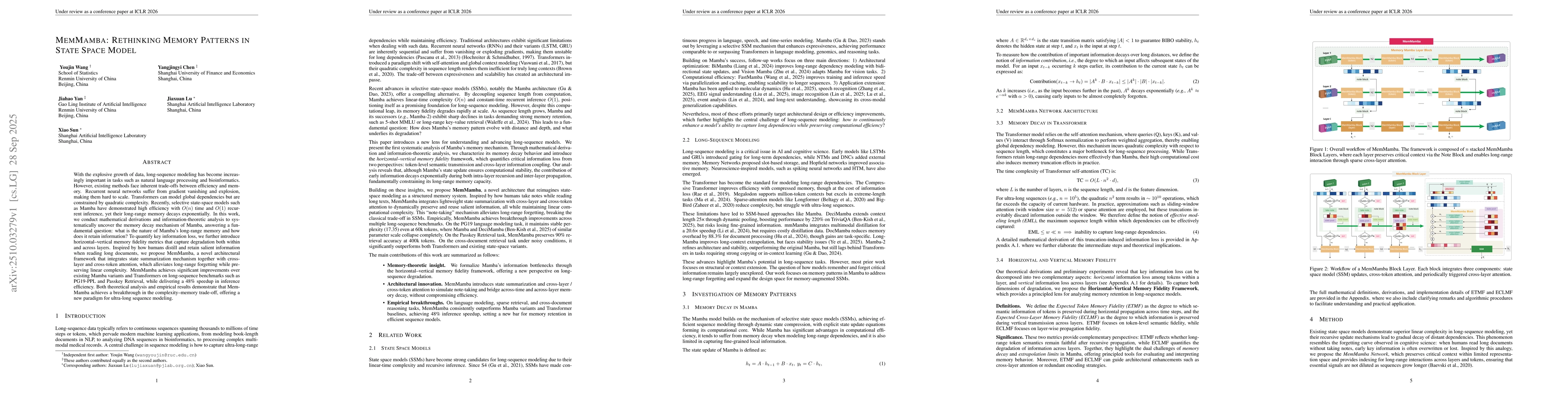 Thumbnail for MemMamba: Rethinking Memory Patterns in State Space Model